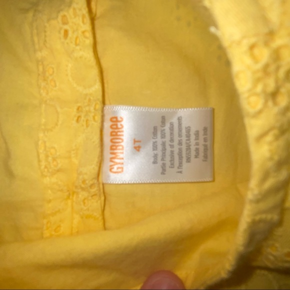 Toddler Girl’s Yellow Eyelet Romper - Picture 4 of 6